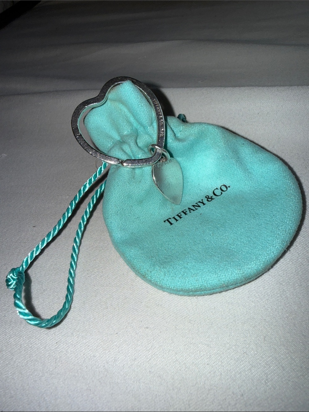 Tiffany & Co .925 Sterling Silver Heart Pendant & Key Ring Both Marked